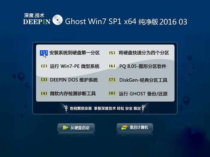 深度技术 Ghost Win7 SP1 64位 纯净版 2016.03