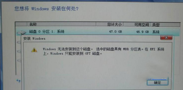 win7系统安装提示“windows无法安装到这个磁盘”的恢复方案