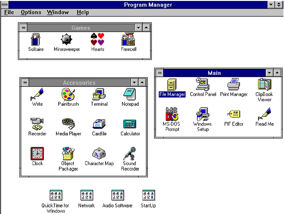 Microsoft Windows 3.1于1992年4月发布，在发布后的两个月内销售量超过一百万份