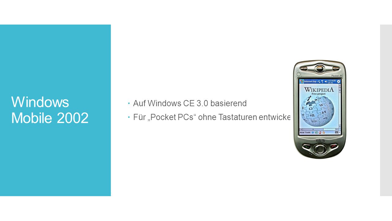 Microsoft 于1999年发布Windows CE 3.0