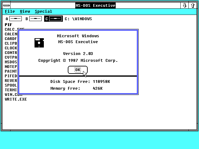 Microsoft Windows （MSDOS）2.03 (3.5-720k)