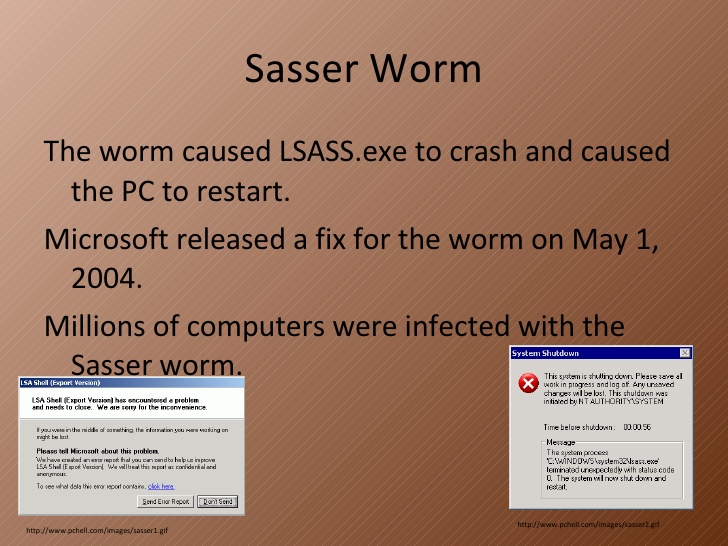 Sasser worm由Sven Jaschan创建，并于2004年4月发布