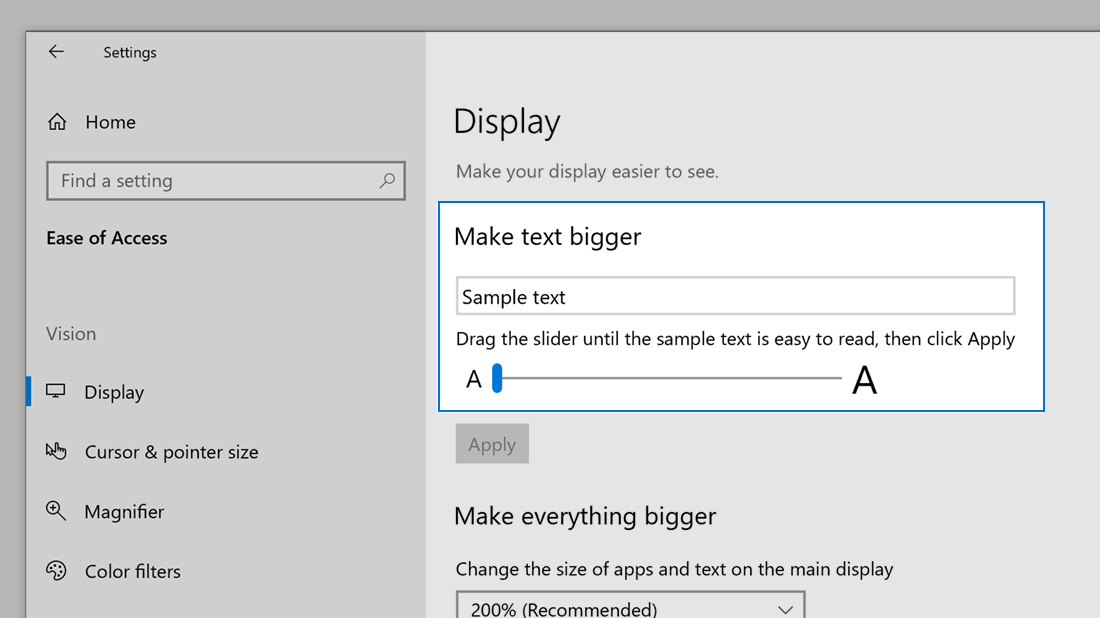 使屏幕上的内容更易于查看 - 个性化设置 - Windows10 进阶版操作手册