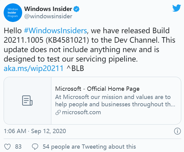 微软发布了新的windows10 dev版本，不过并带来没有新的功能