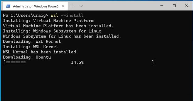 wsl --install命令添加“-d”参数和名称安装Linux发行版