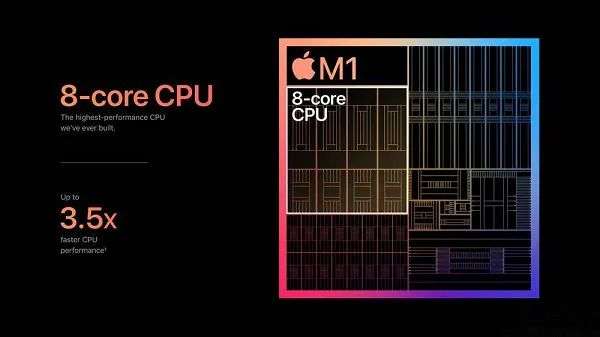 2020年11月11日，苹果推出自研M1芯片，5nm工艺，160亿晶体管