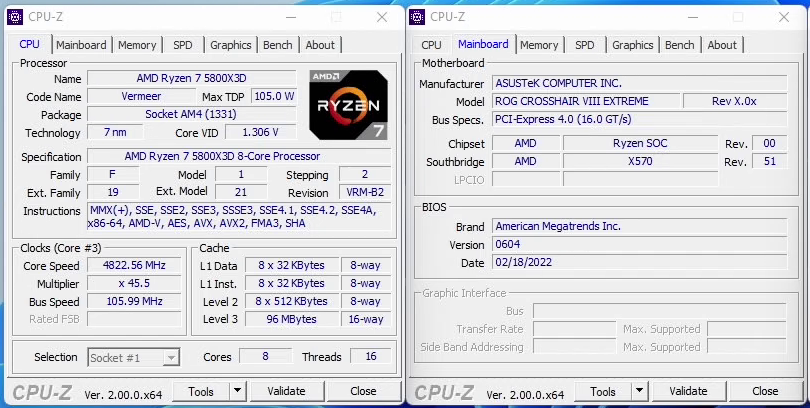 AMD锐龙7 5800X3D超频被破解 冲上4.82GHz