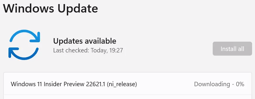 Windows 11 Build 22621预览版更新 没有引入任何新功能或重大改进