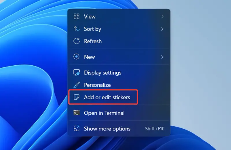 Windows 11 22H2如何启用桌面贴纸Desktop Stickers功能