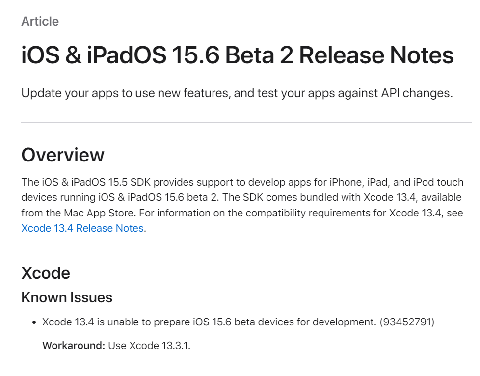 苹果发布 iOS / iPadOS 15.6 开发者预览版 Beta 2 更新