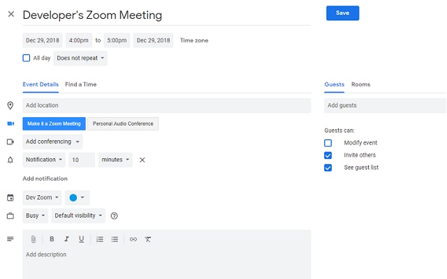 Zoom Scheduler（会议安排）
