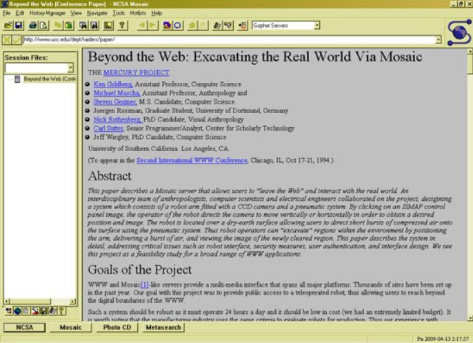 NCSA在1993年发布了Mosaic浏览器