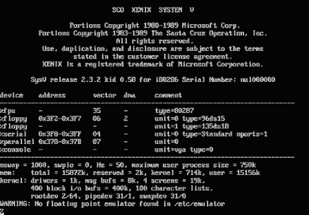 SCO为基于Intel 8086和8088处理器的PC提供了SCO Xenix SystemV