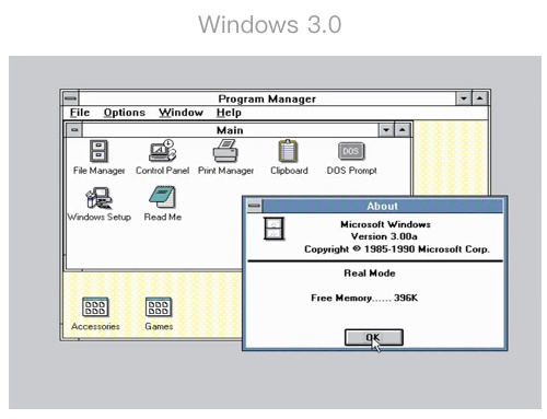 Windows 3.0发行于1990年5月22日