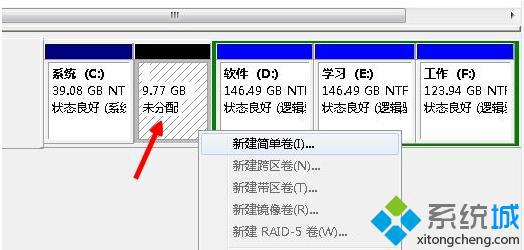 win7未分配磁盘怎样创建扩展分区｜win7系统怎么新建硬盘分区