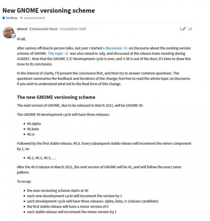GNOME启用新版本规划：直接从3.38升至GNOME 40