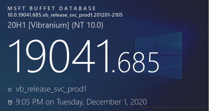 [图]今年最后一次累积更新发布 Windows 10版本号升至Build 19041.685